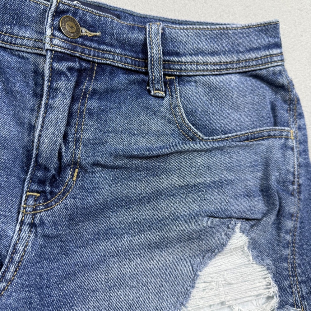 Hollister Low Rise Vintage Baggy Shorts Distressed Denim Medium Wash 5 W27